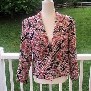 Beautiful Red White & Blue Vintage lined blazer Americana 4th of July Women’s 14